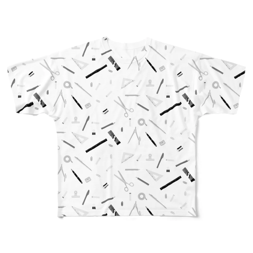 たえこのステーショナリーグレースケール All-Over Print T-Shirt