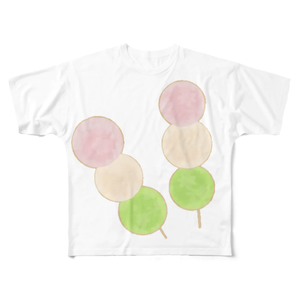 Yuuのyuuオリジナルイラスト17 和菓子-三色だんご All-Over Print T-Shirt