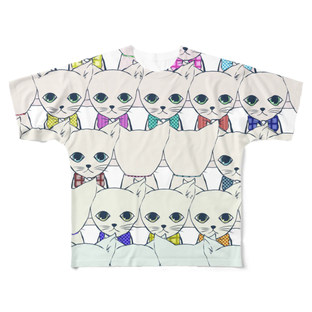 有川屋のご機嫌なねこ(ベビーフェイス) All-Over Print T-Shirt