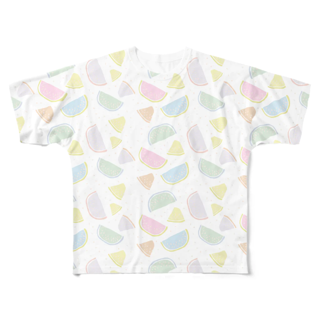 ことり屋のスイカ柄パステルＴシャツ All-Over Print T-Shirt