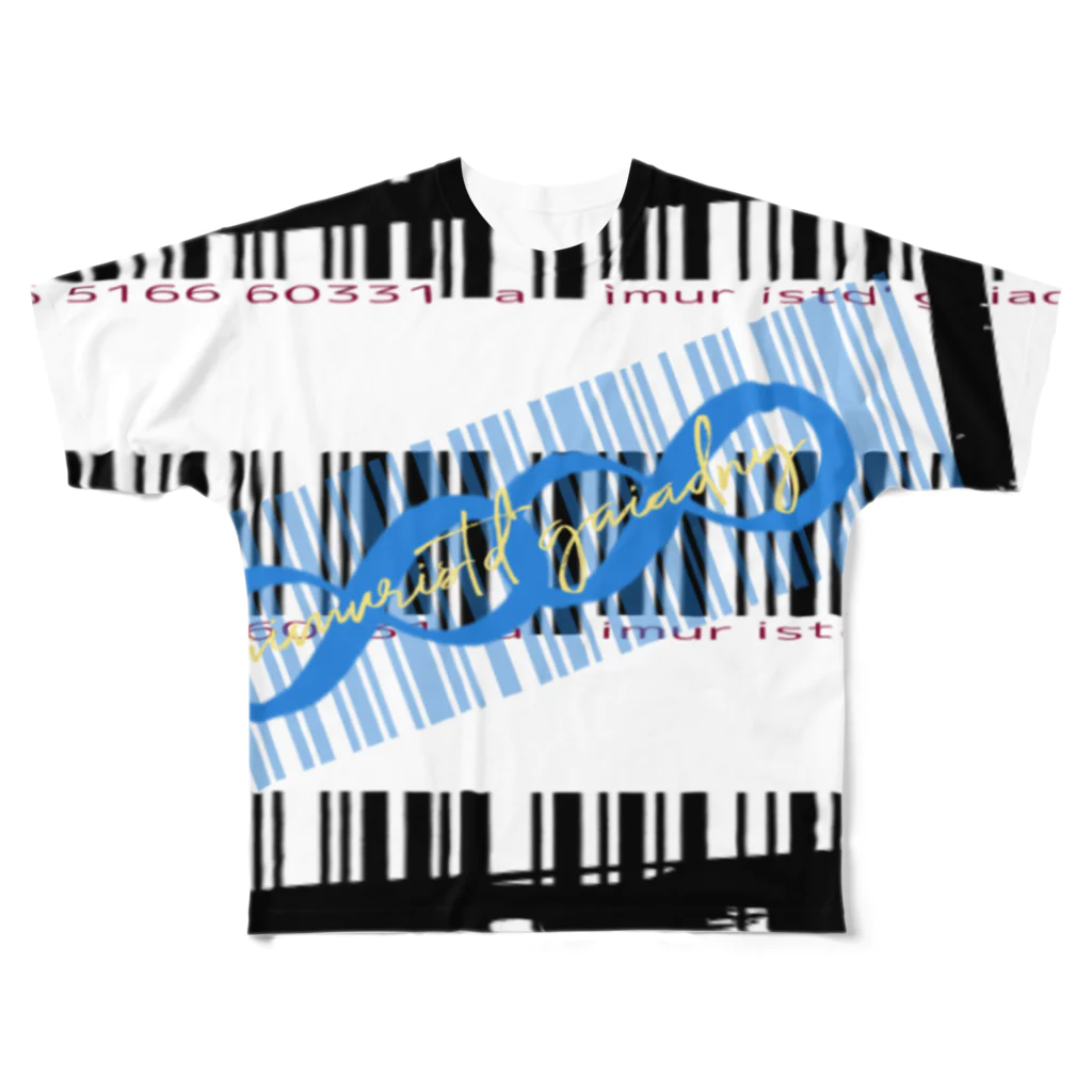 Aimurist のバーコードワールド　アイムリストブルー All-Over Print T-Shirt