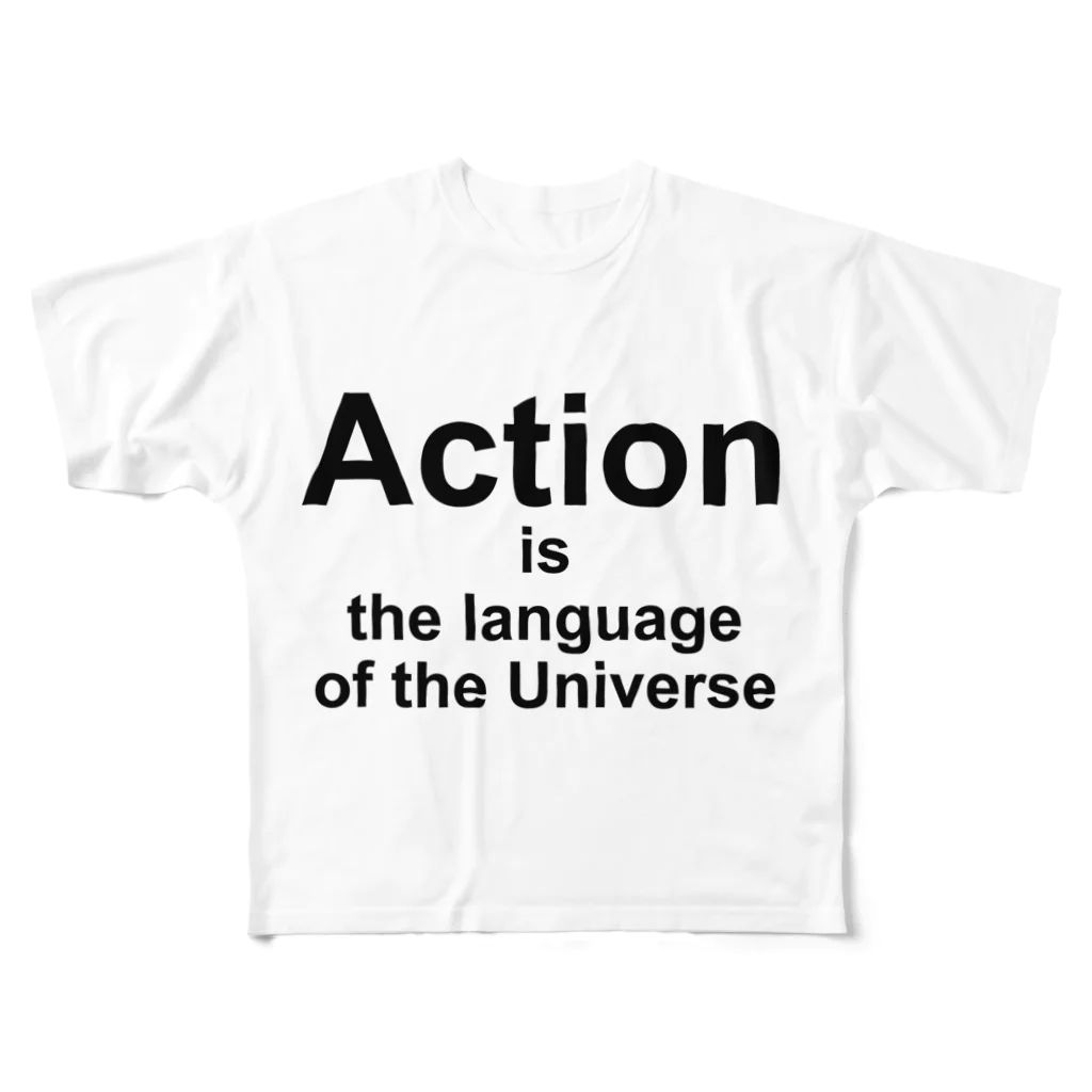 @mamma_miiiiaのAction is the language of the Universe All-Over Print T-Shirt