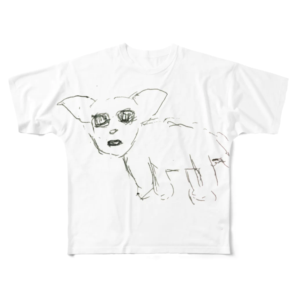 unko unkoのエサ待ちの犬 All-Over Print T-Shirt