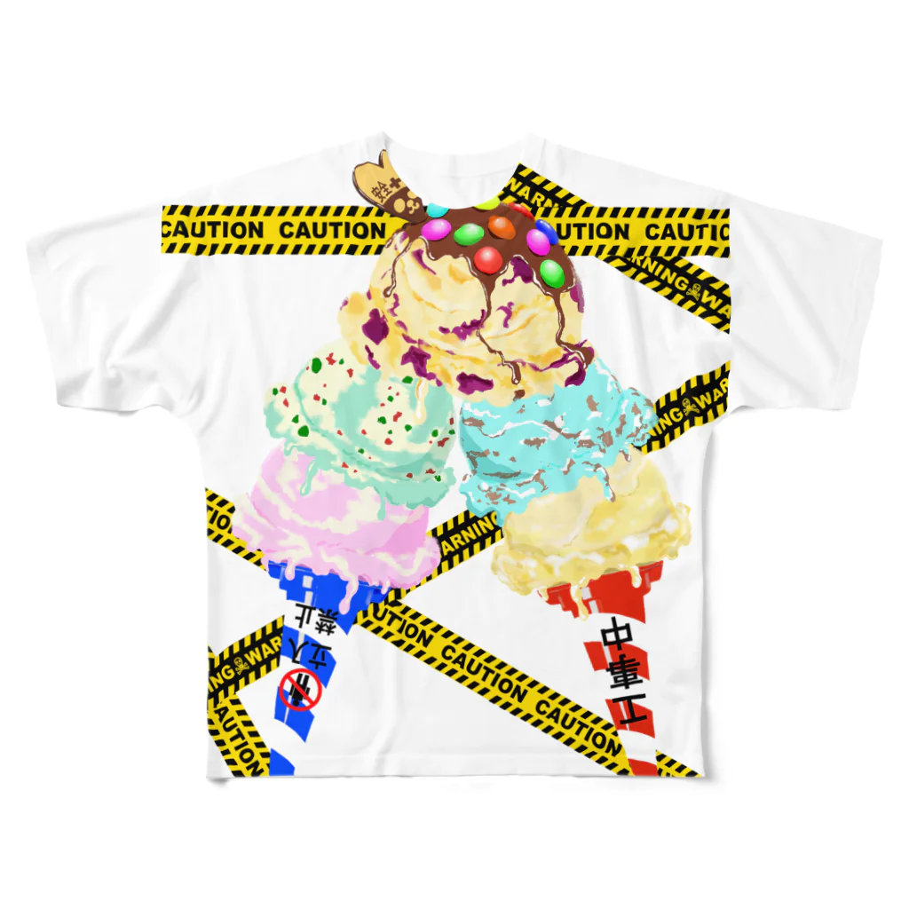 aya6timesの三角コーンアイス フルグラフィックTシャツ