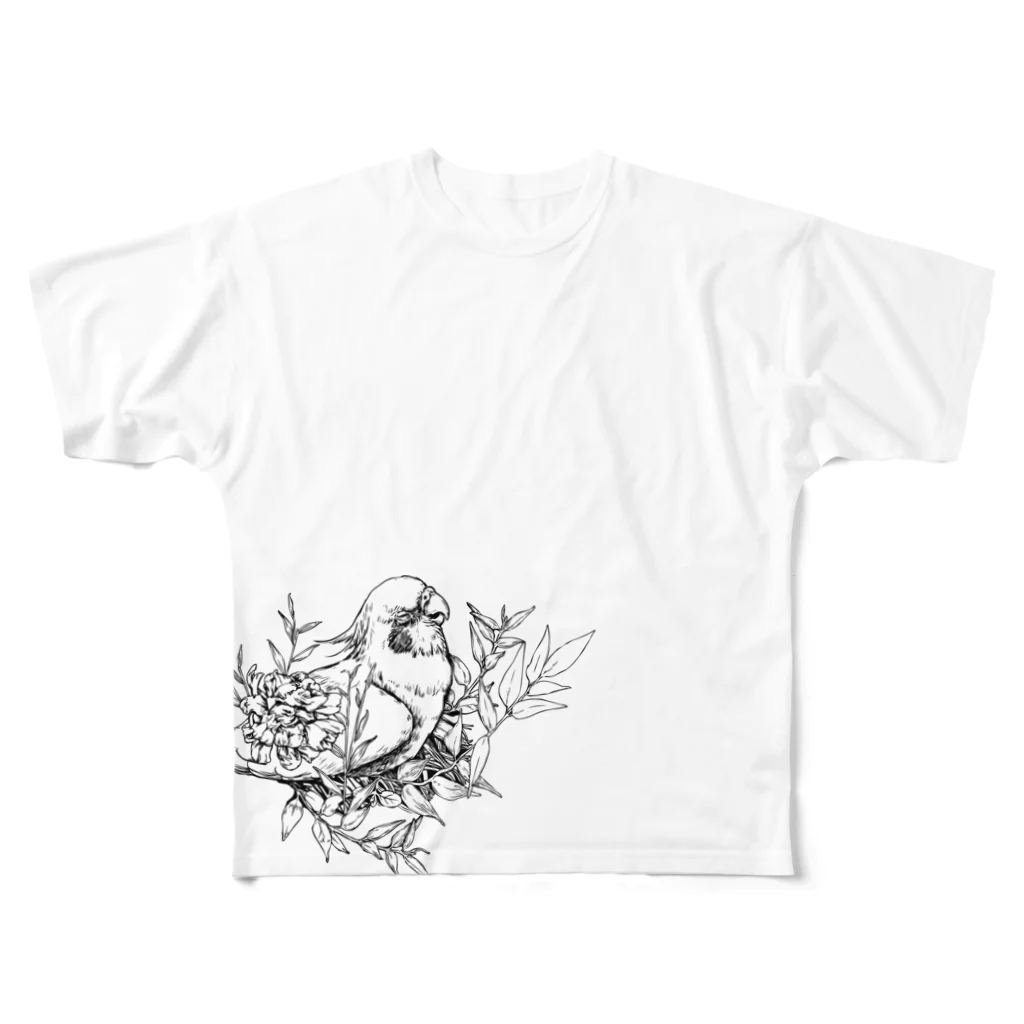 鳥世界のオカメインコ フルグラフィックTシャツ