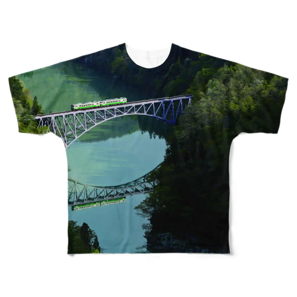 鉄道風景JAPANの只見線 All-Over Print T-Shirt