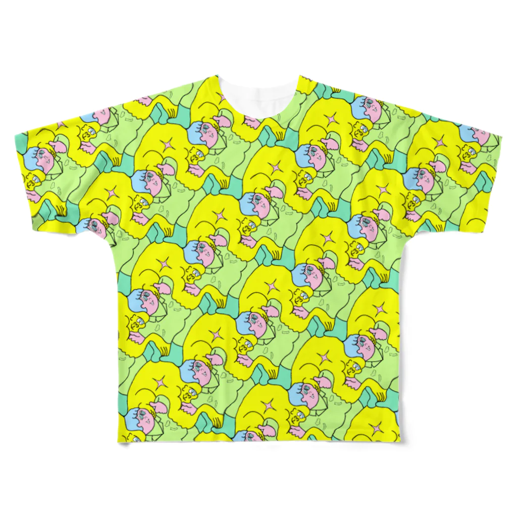 KAERUCAFE SHOPのゴリラと飼育員 All-Over Print T-Shirt