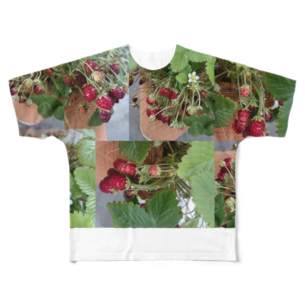 メロンのワイルドストロベリー③(フラワー) フルグラフィックTシャツ