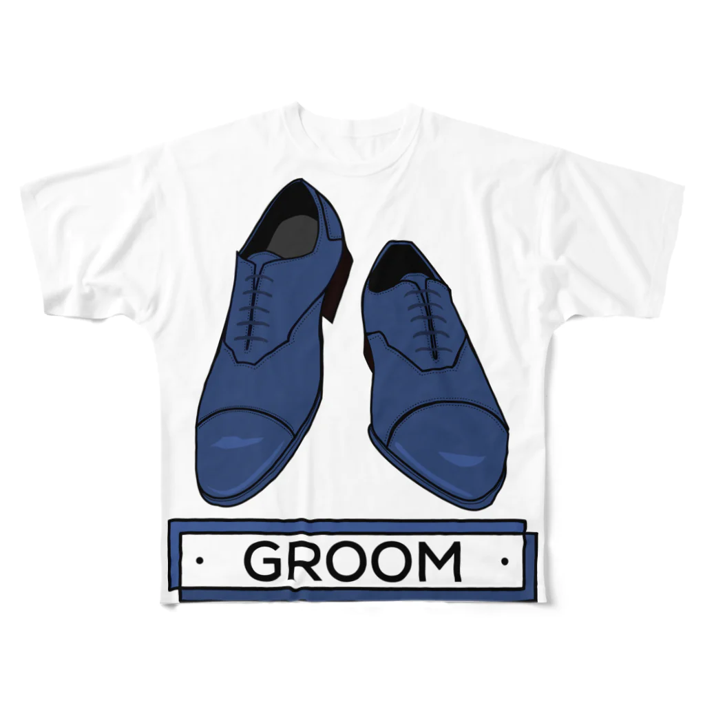 ペアTシャツ屋のシバヤさんのペア(GROOM)シューズ_ブルー フルグラフィックTシャツ