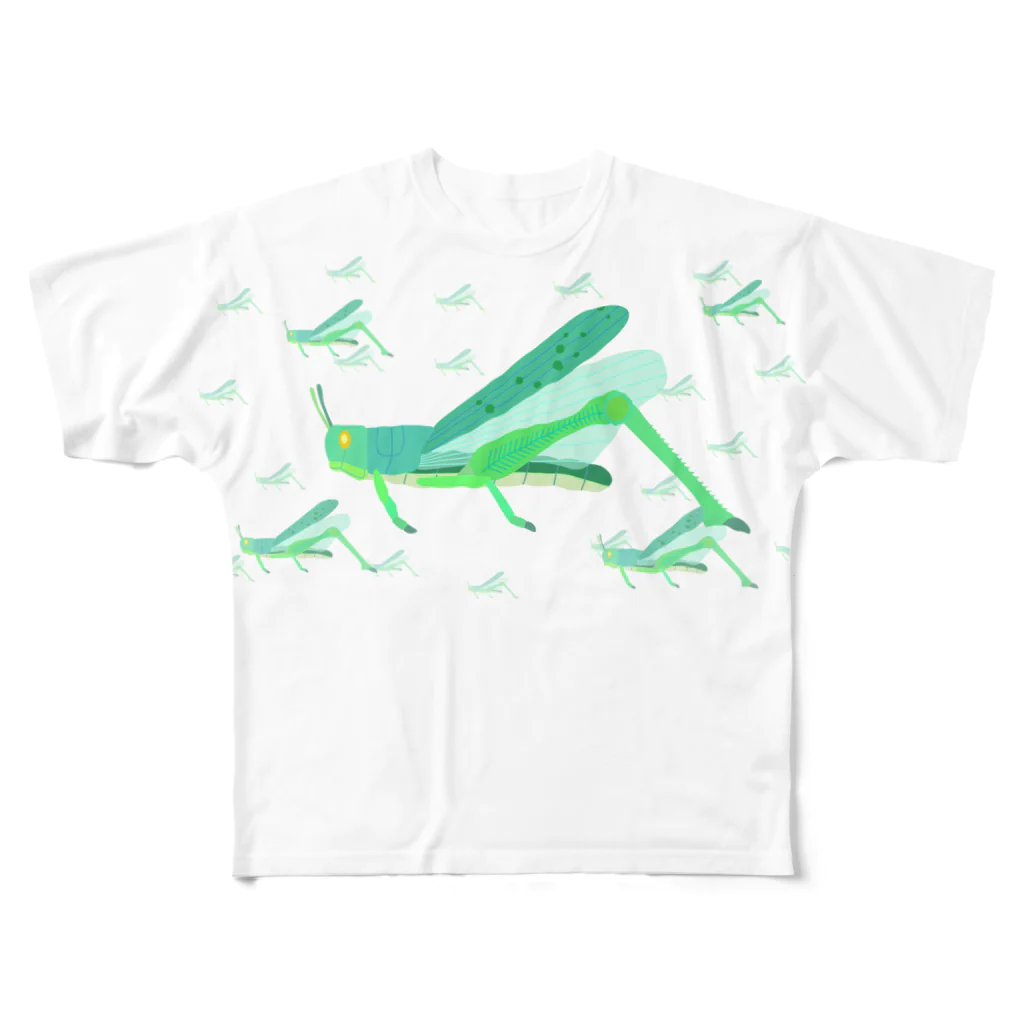 illust_designs_labのサバクトビバッタ 孤独相 群体・蝗害  フルグラフィックTシャツ