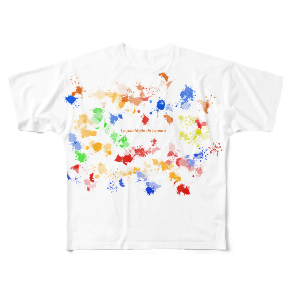 Studio Persimmonのpandemic de l'amour フルグラフィックTシャツ