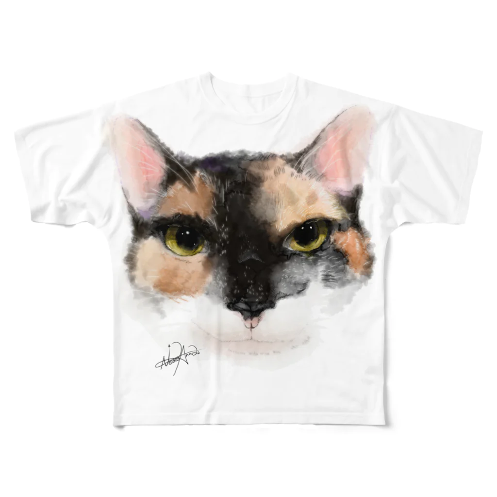 ねここあんな。shopの三毛猫hime フルグラフィックTシャツ