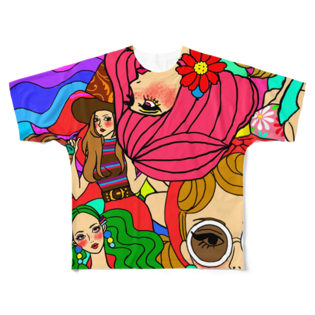 manmonjijiの女の子 フルグラフィックTシャツ