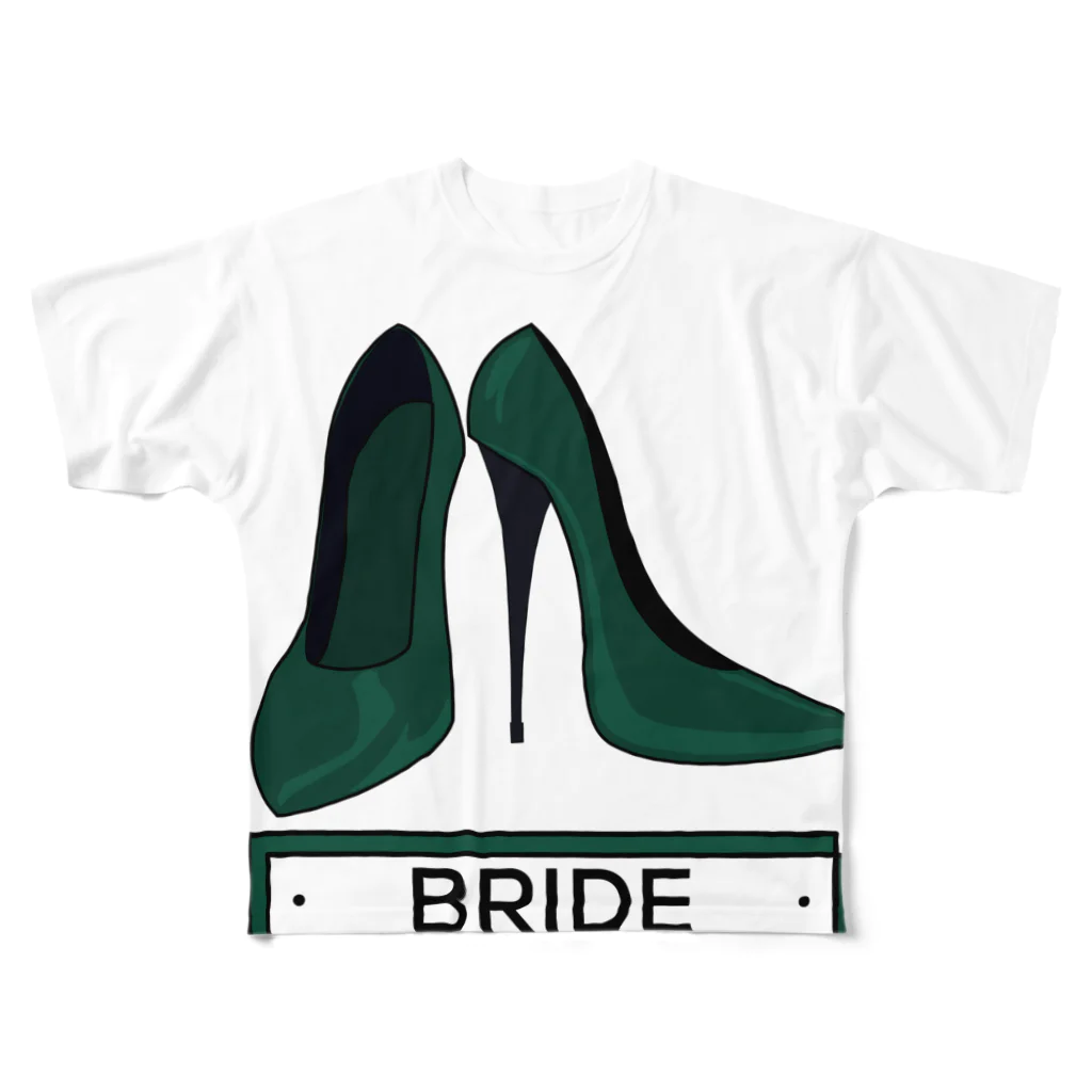 ペアTシャツ屋のシバヤさんのペア(BRIDE)ヒール_グリーン フルグラフィックTシャツ