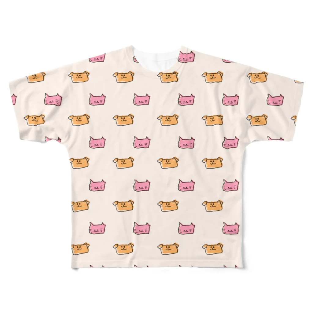 Ensankikenchanのいぬとねこ フルグラフィックTシャツ