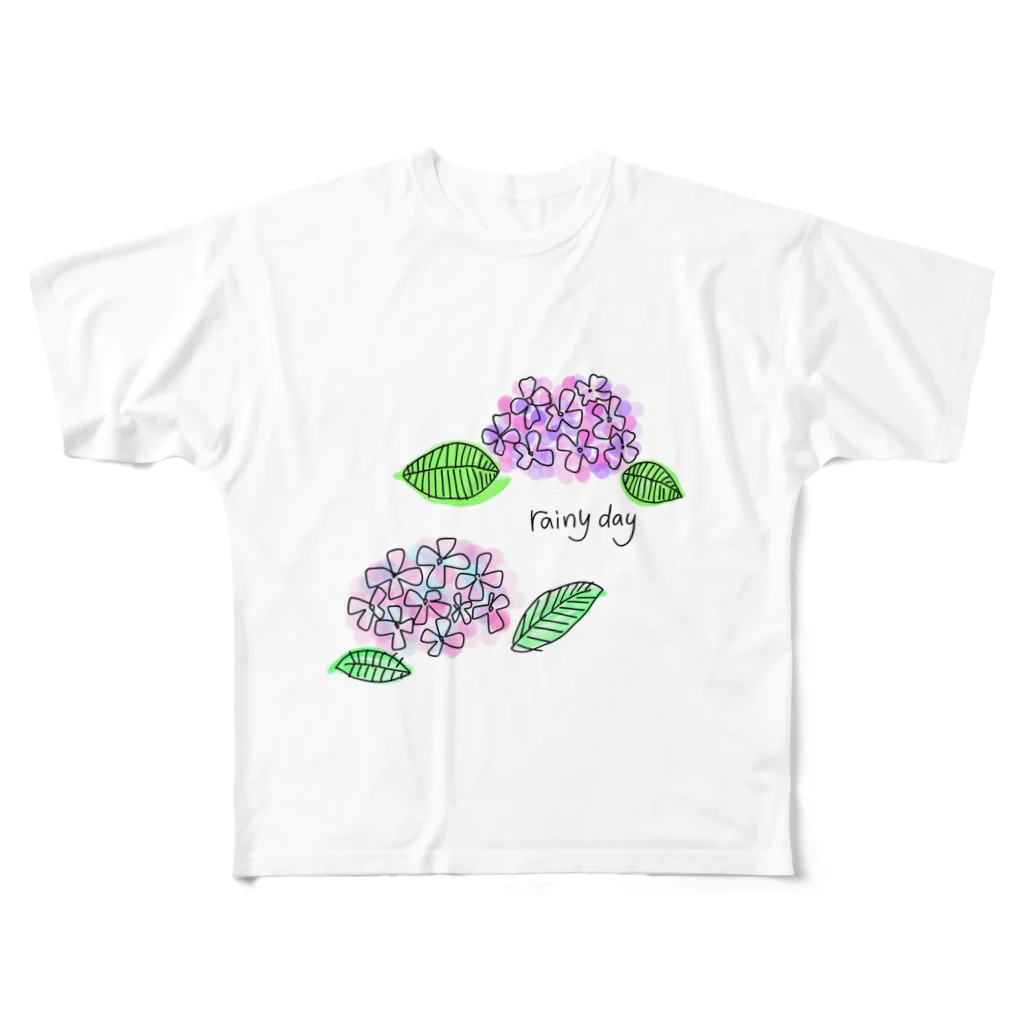 Kumapiの紫陽花 フルグラフィックTシャツ