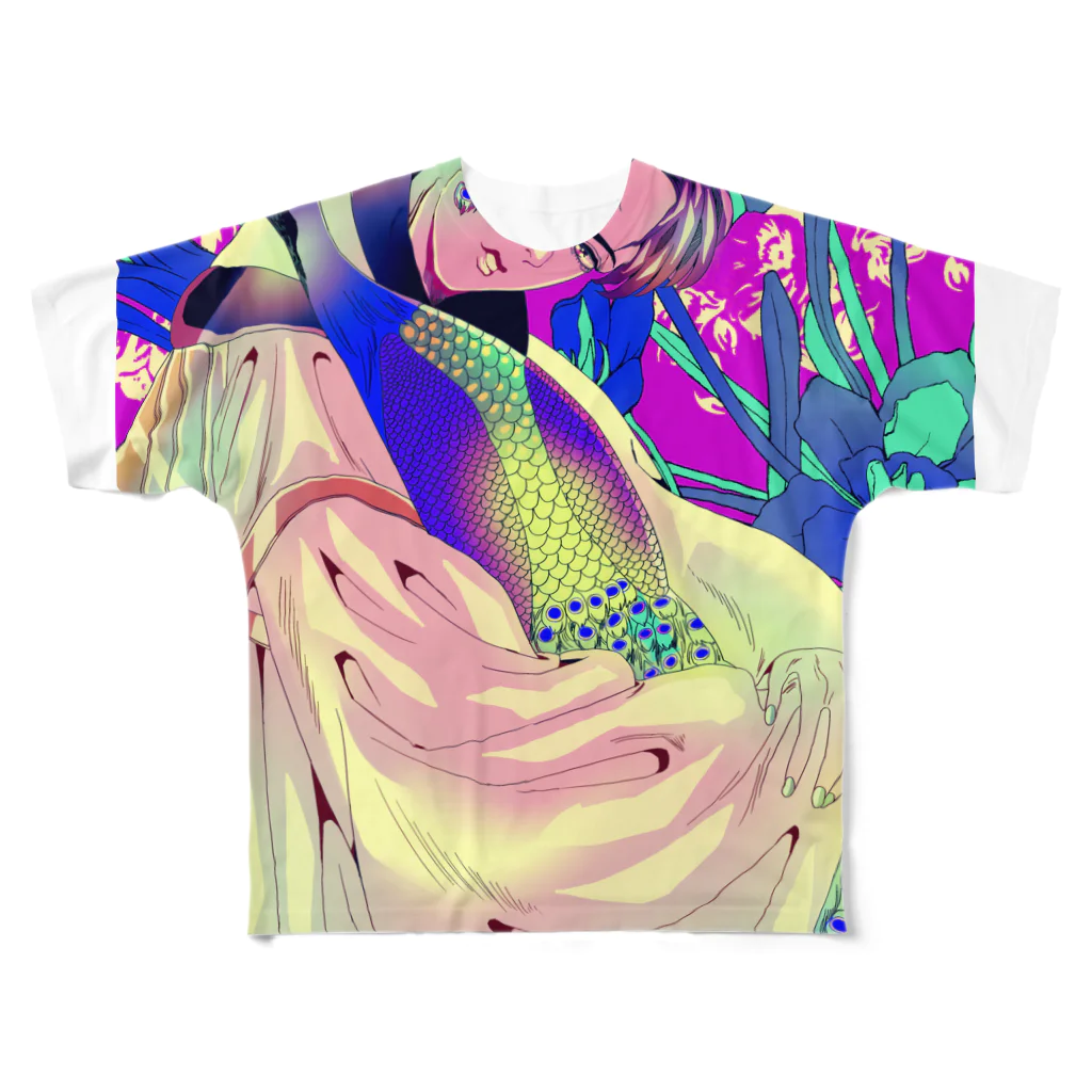 フラニーの孔雀と美青年 All-Over Print T-Shirt