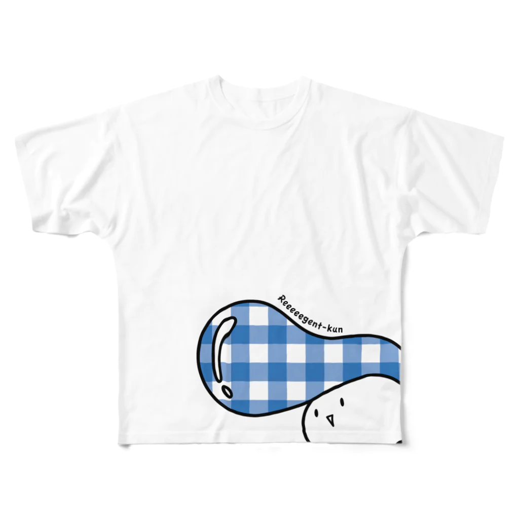 HiyokomameShoutenのReeeeegent-kun ギンガム青 All-Over Print T-Shirt