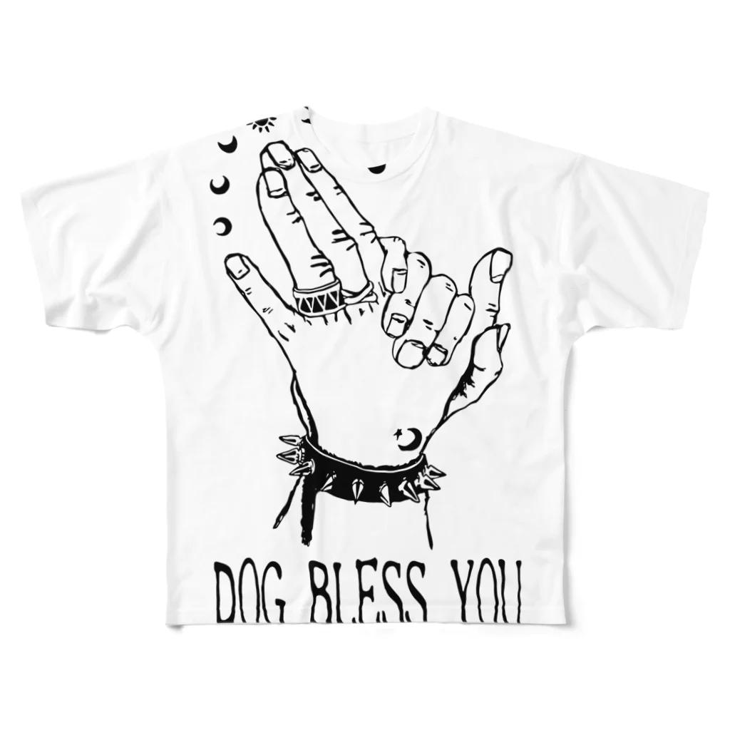 マッチアンドポンプ舎 suzuri支店のDoggymans pray フルグラフィックTシャツ