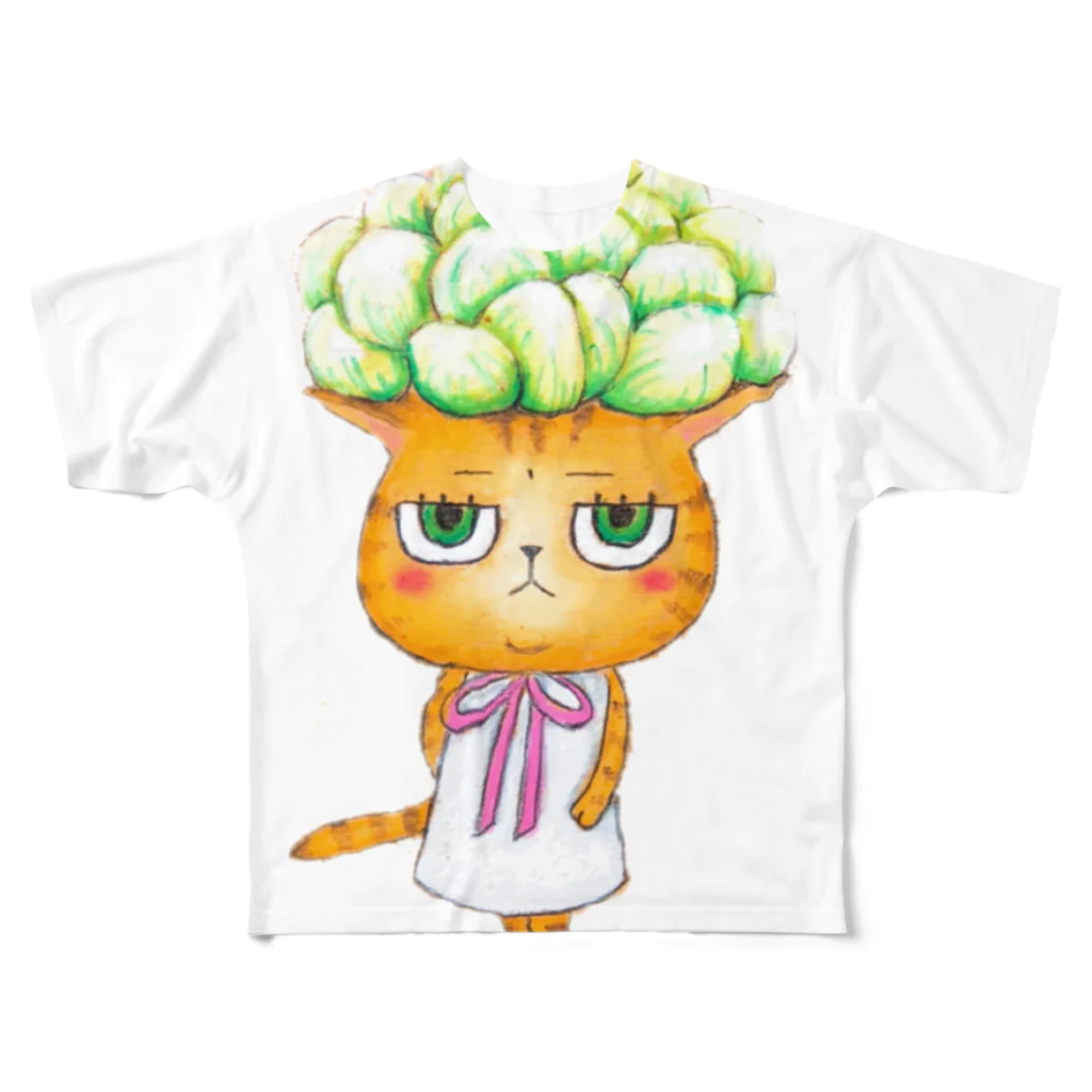 ほっこり絵描きあきこのちーちゃんシリーズ☆多肉植物 フルグラフィックTシャツ