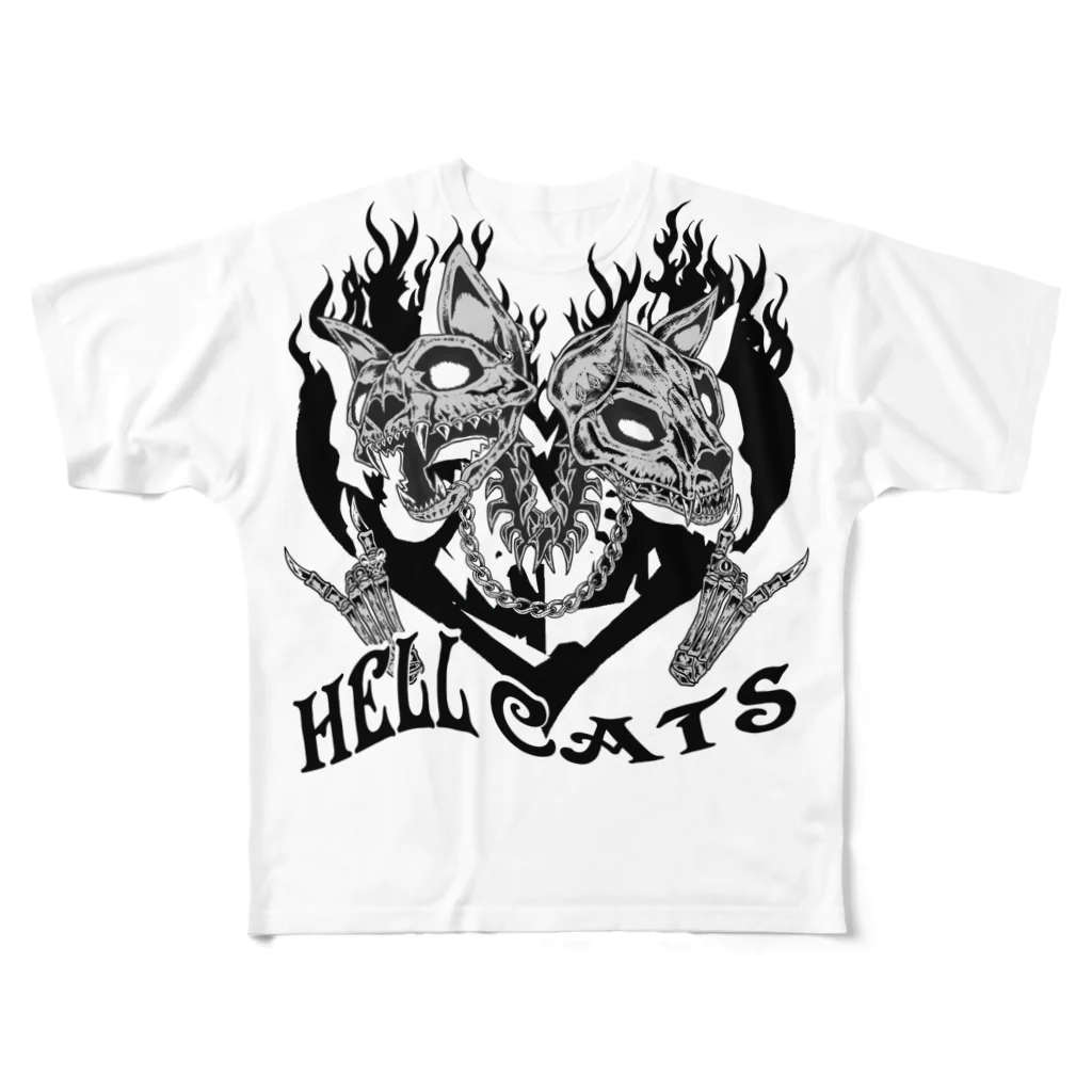 ゴシック屋↣↣ハルのHELL CATS フルグラフィックTシャツ