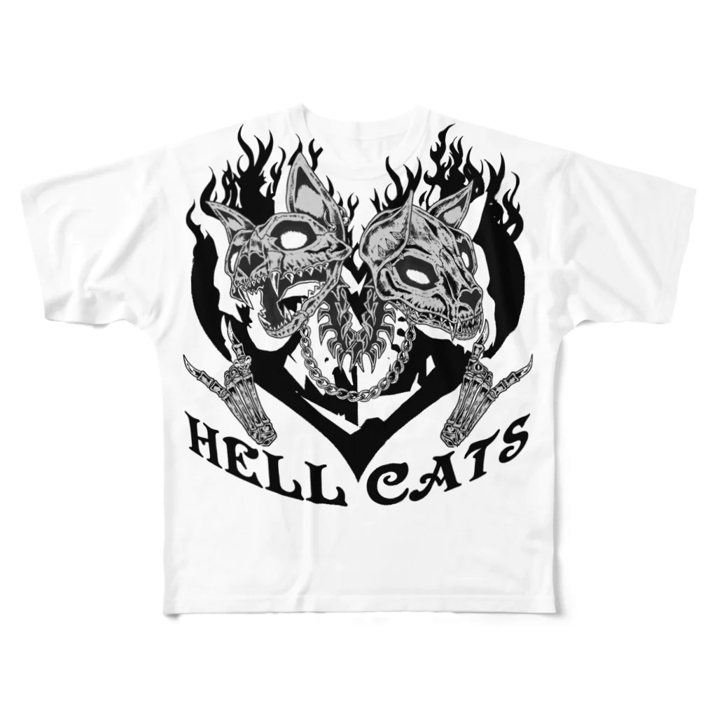 ゴシック屋↣↣ハルのHELL CATS 풀그래픽 티셔츠