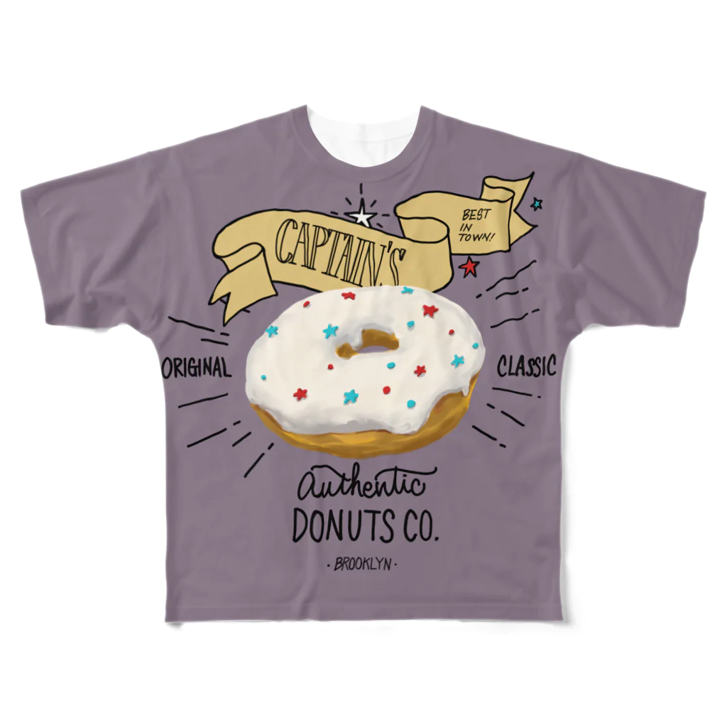 板チョコ屋のCAPTAIN'S DONUTS (濃色） All-Over Print T-Shirt