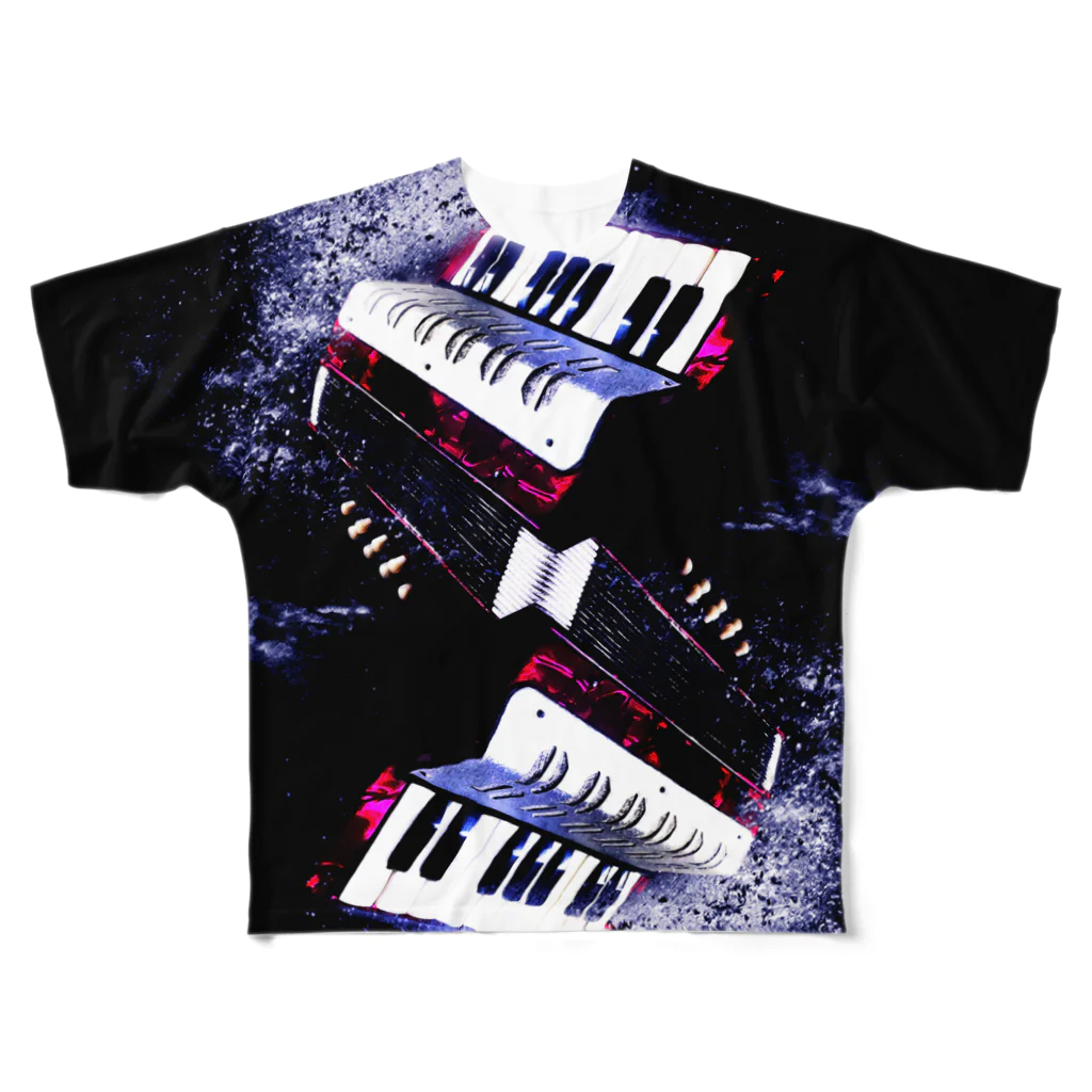  1st Shunzo's boutique のToy accordion  フルグラフィックTシャツ