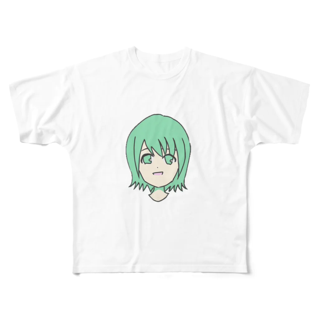 シン・オカダ(shinoka)のみどりちゃん フルグラフィックTシャツ