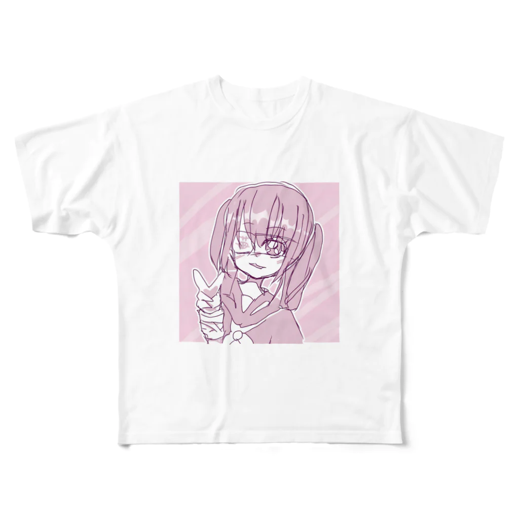 シン・オカダ(shinoka)の病みかわ苺ぴんくちゃん フルグラフィックTシャツ