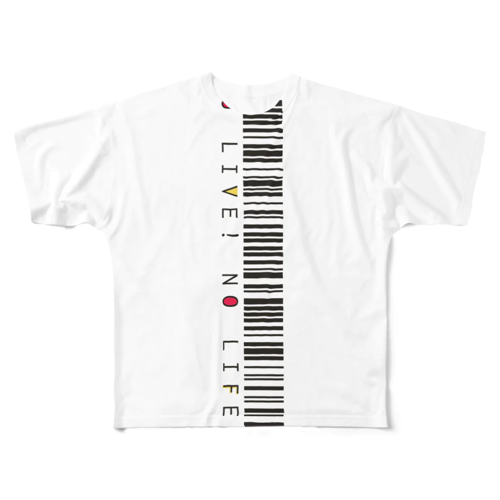 Gen_DesignのNO LIVE! NO LIFE! フルグラフィックTシャツ