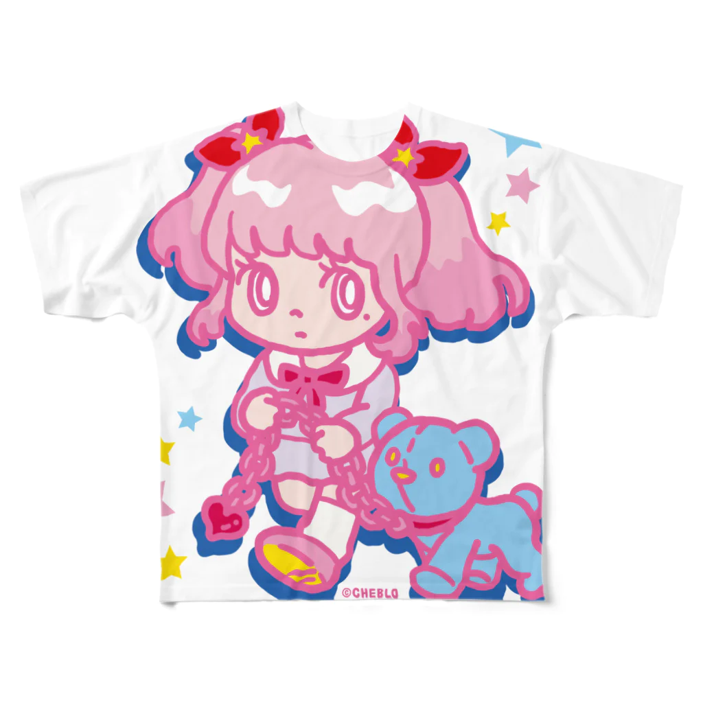 CHEBLOのONNANOKO【Pink】 フルグラフィックTシャツ