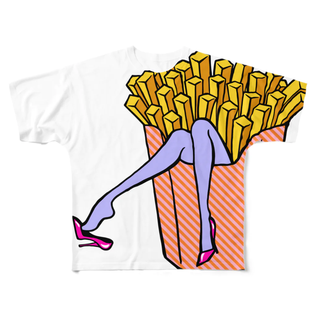 Mieko_Kawasakiの誘惑の🍟フライドポテト　 フルグラフィックTシャツ