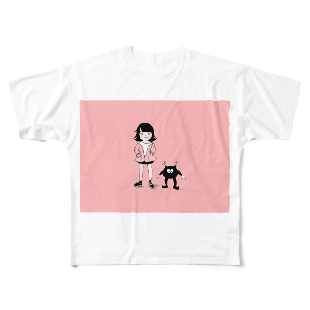 めろんぱんのモンスターと女の子 All-Over Print T-Shirt