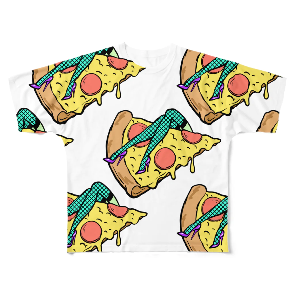 Mieko_Kawasakiの欲望のピザ🍕　GUILTY PLEASURE PIZZA AO TRANSPARENCY フルグラフィックTシャツ