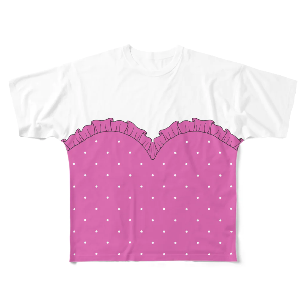 【公式】まるいねこのハートカットTシャツ 〜 Pink 〜 All-Over Print T-Shirt