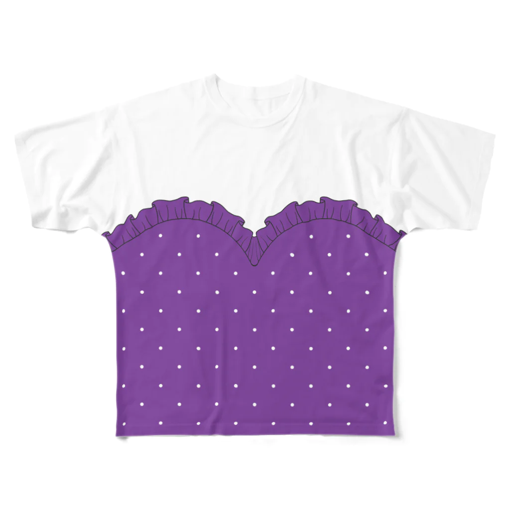 まるいねこのハートカットTシャツ 〜 Purple 〜 フルグラフィックTシャツ