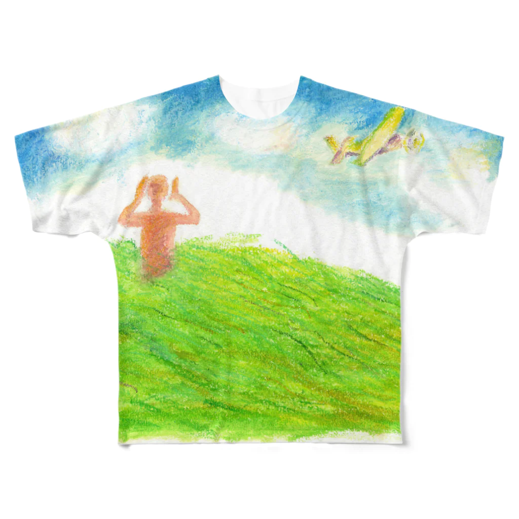 MINO三松堂のみみなTシャツ つよい風がふいてき フルグラフィックTシャツ