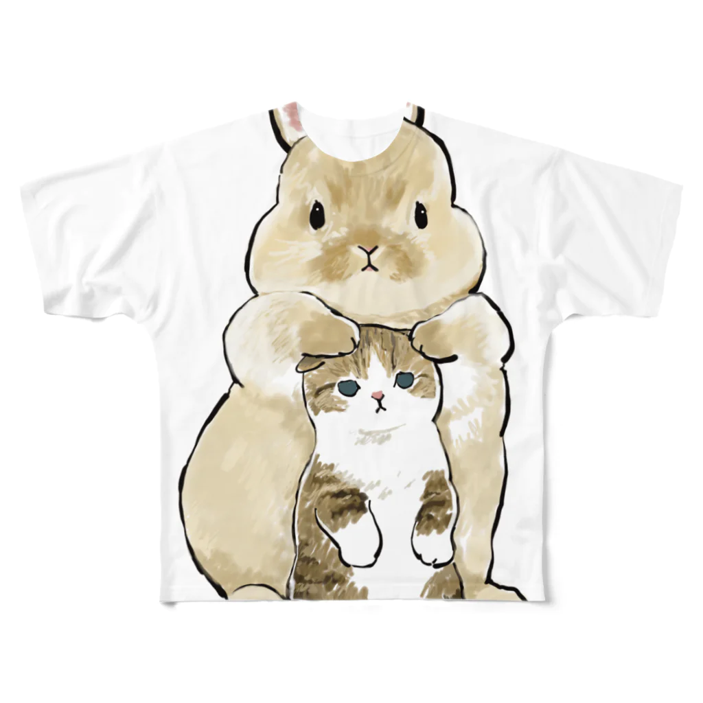 mofusandのちっこいねこ フルグラフィックTシャツ