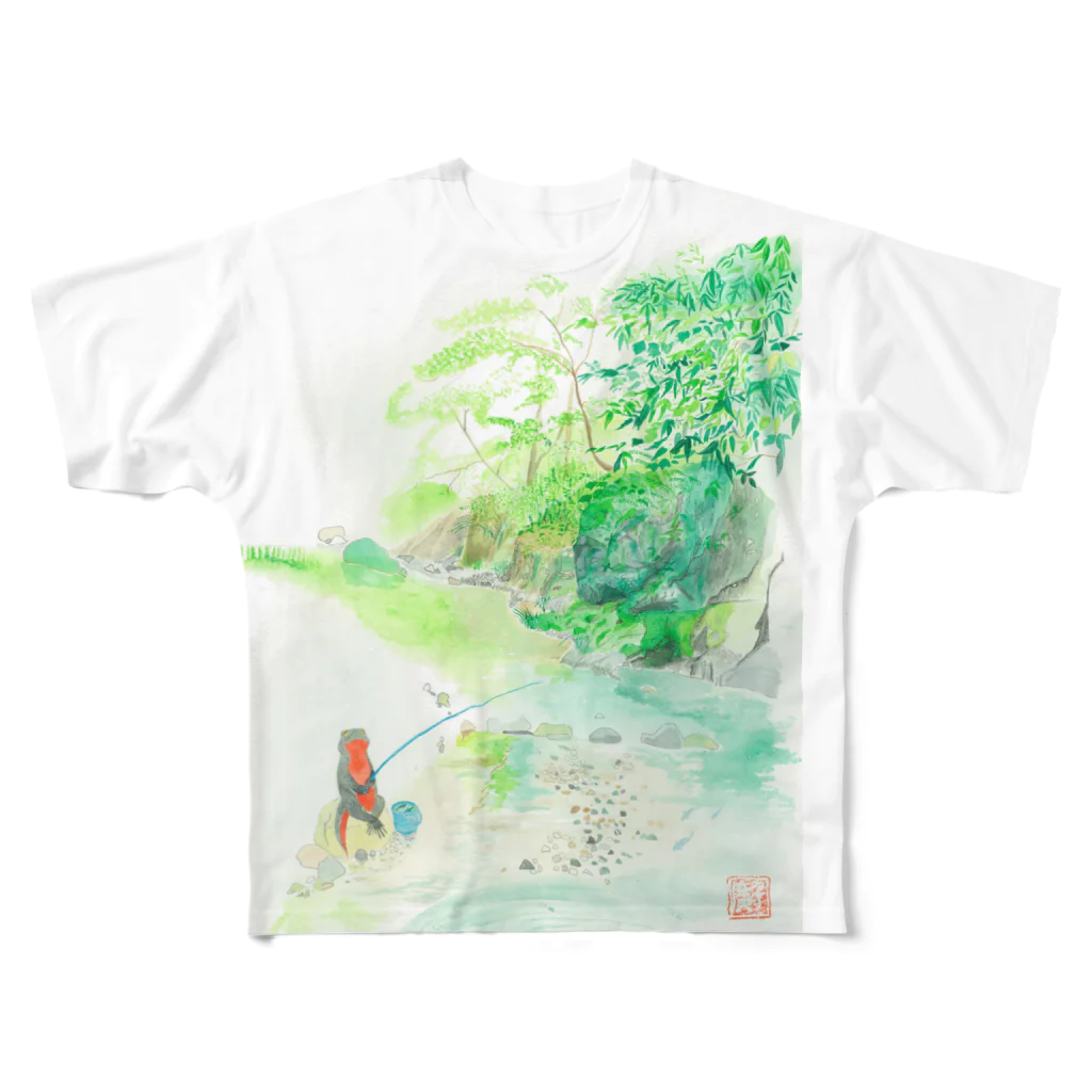 やもいも　（ヤモリ&イモリ）の両面イモリ君シャツ All-Over Print T-Shirt