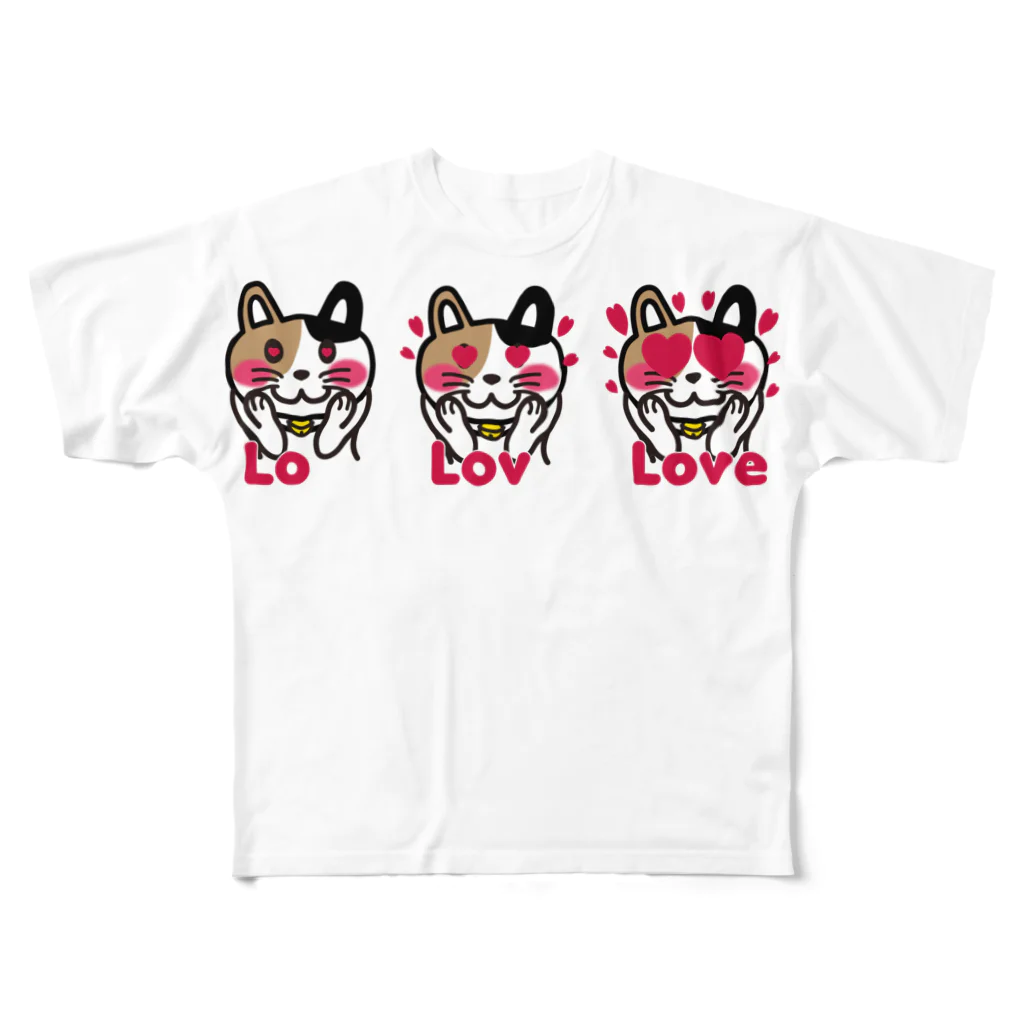 キッズモード某のねこLove フルグラフィックTシャツ