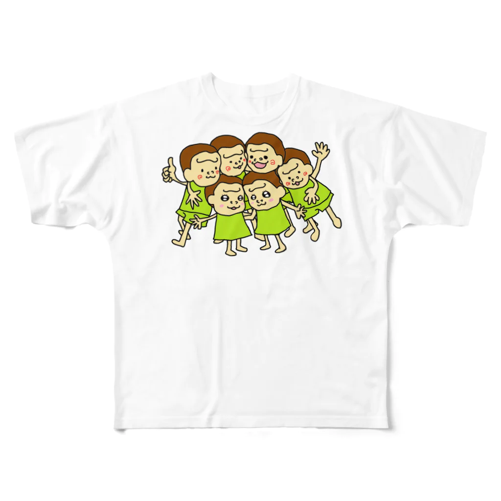 HappyGorillaのハッピーゴリラ　仲間6 フルグラフィックTシャツ