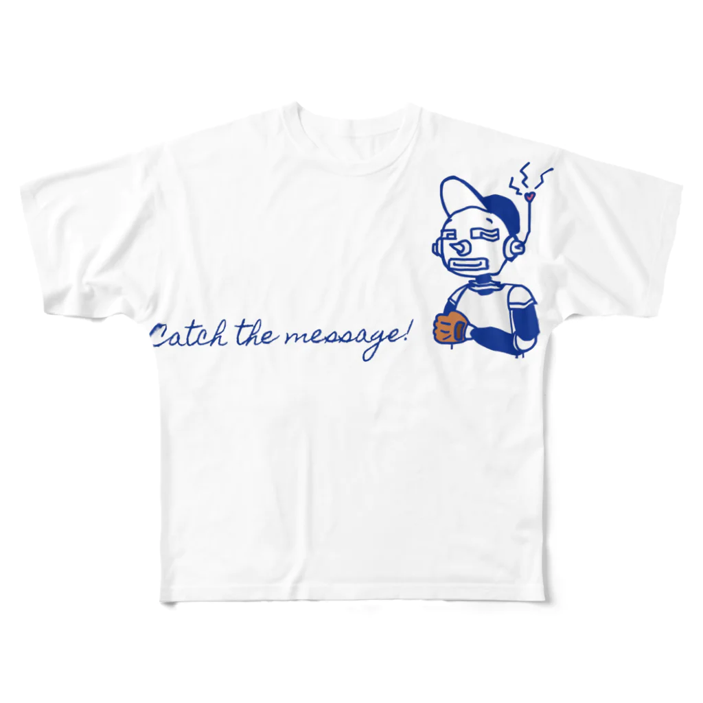 PaP➡︎Poco.a.PocoのCatch the message ロボット フルグラフィックTシャツ