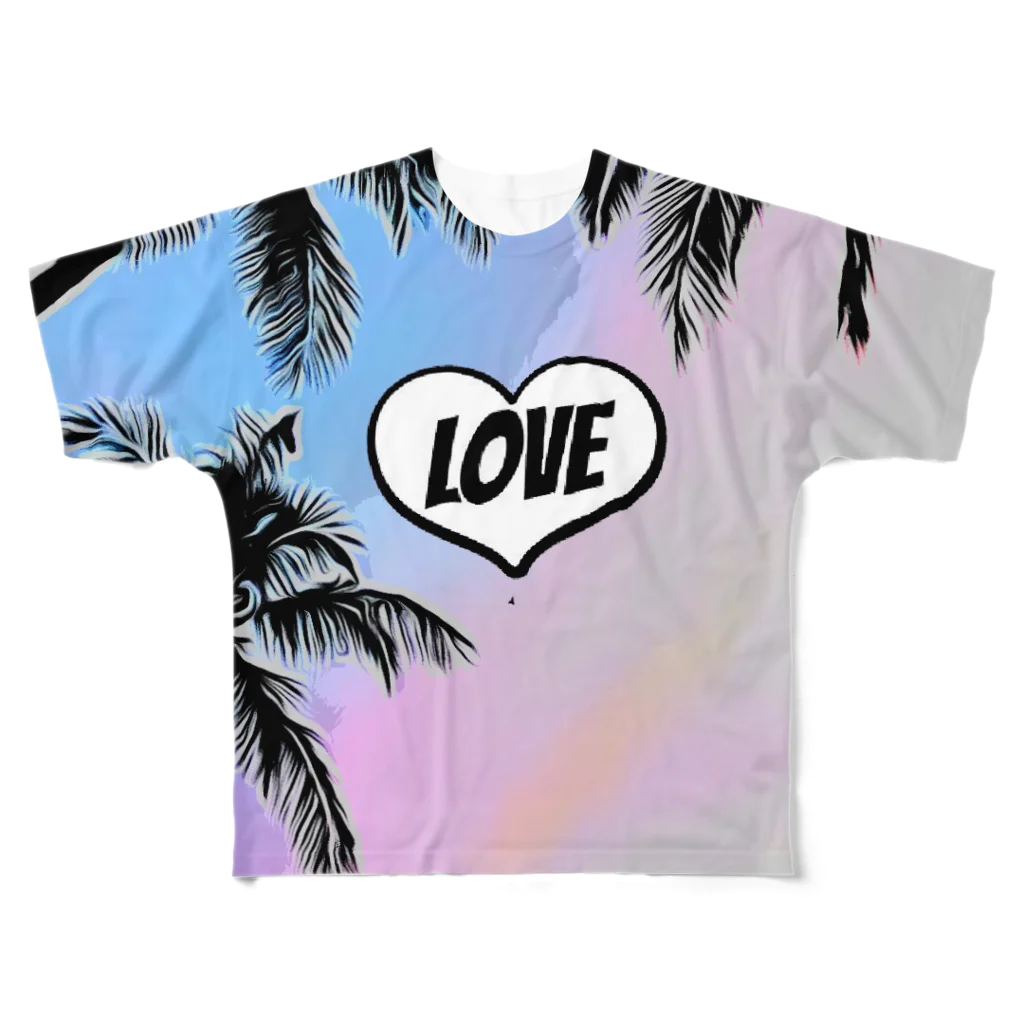 RaRaRa-DesignのLove beach フルグラフィックTシャツ