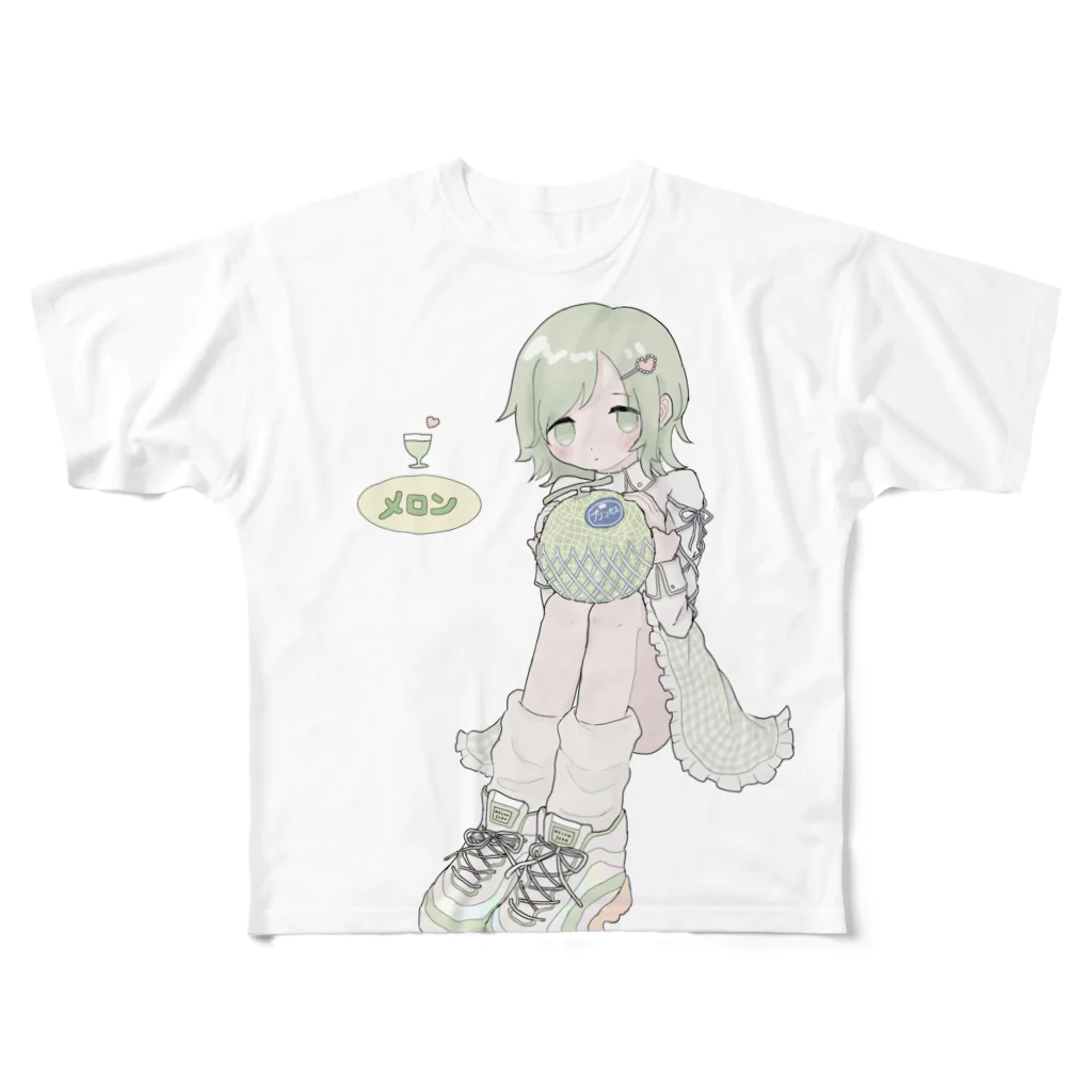 ラブ.ᐟ.ᐟチョコスプレ〜まみれクラブのメロンおいしいよ🍈 フルグラフィックTシャツ