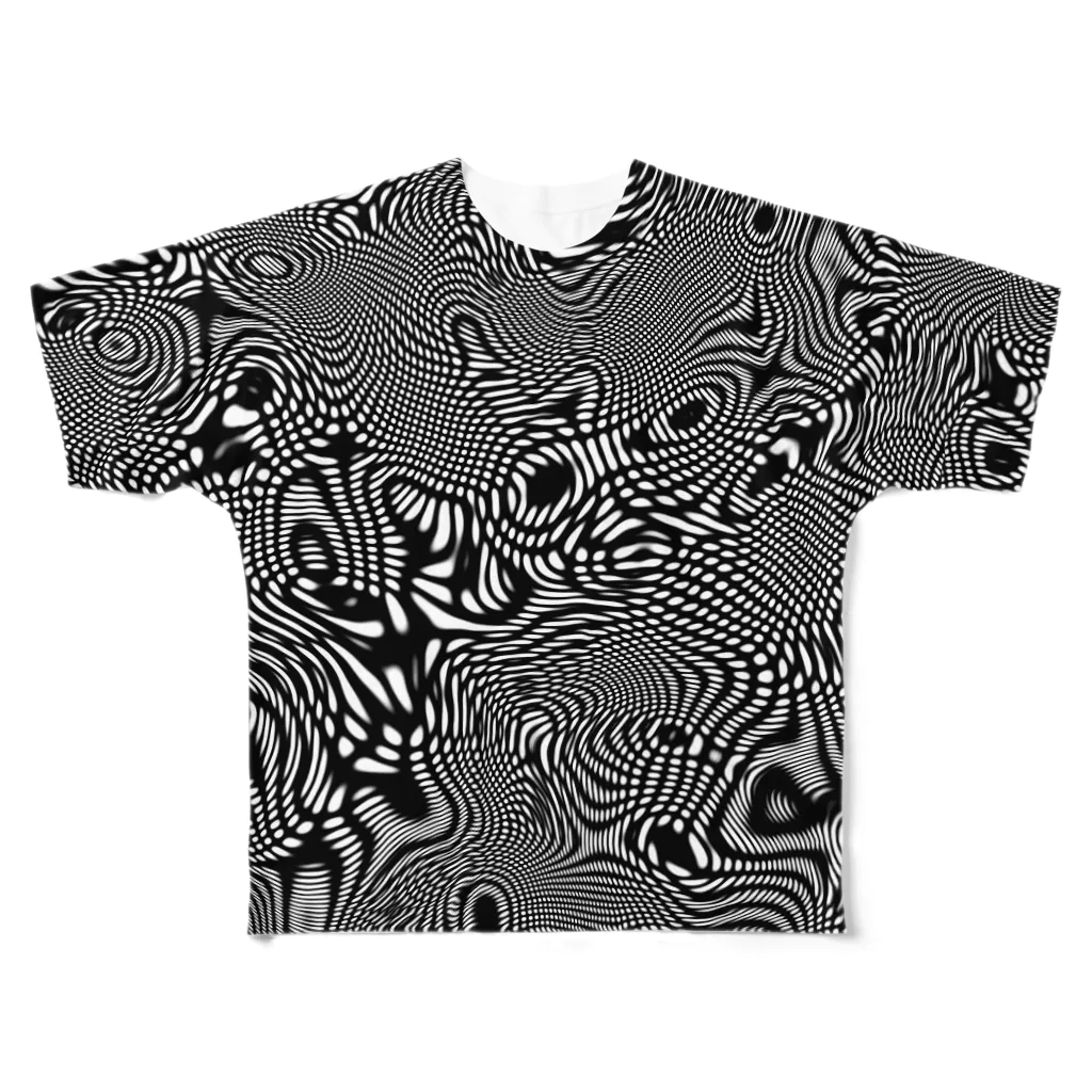 ancoooのop art checkered All-Over Print T-Shirt