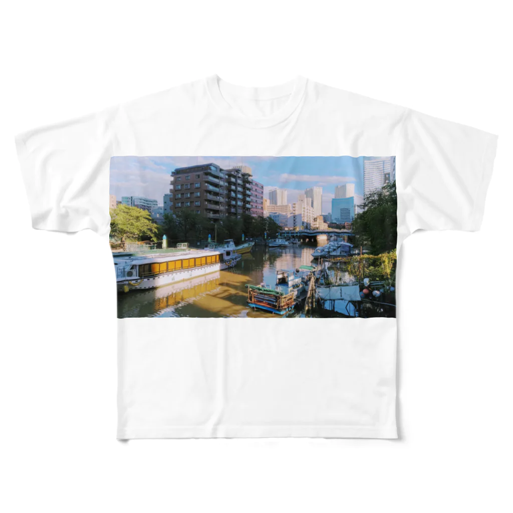 riesterdayの河端夕景 フルグラフィックTシャツ