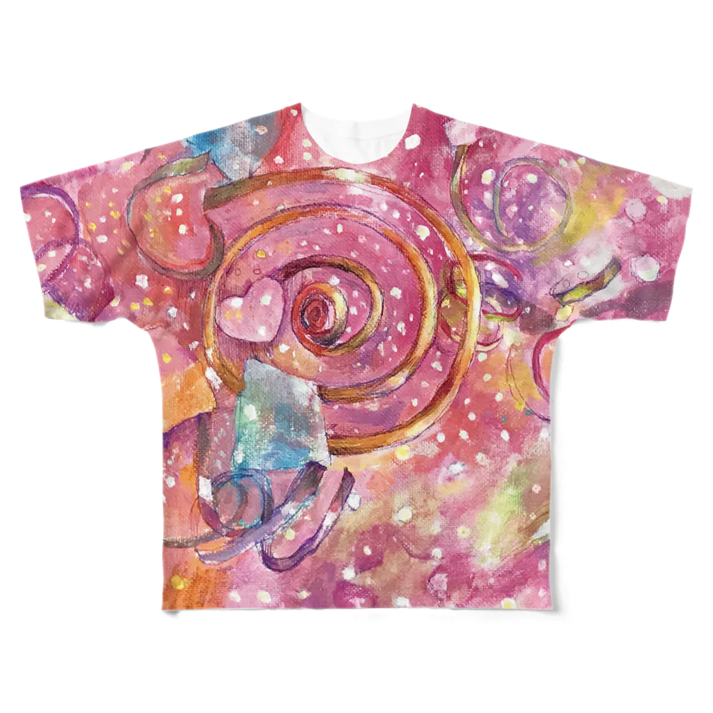 油絵描きの小物売り場のオルゴナイト風Tシャツ（ハート） All-Over Print T-Shirt