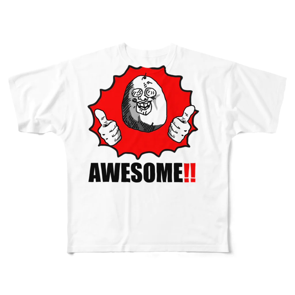 騒音の神様。足音は元気の証明のAWESOME!! フルグラフィックTシャツ