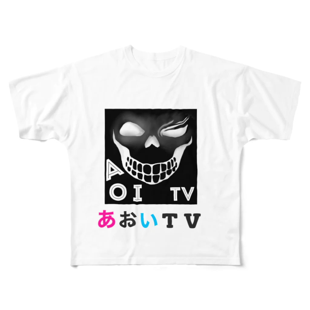 aoi_tvのあおいTVブラックスカル フルグラフィックTシャツ
